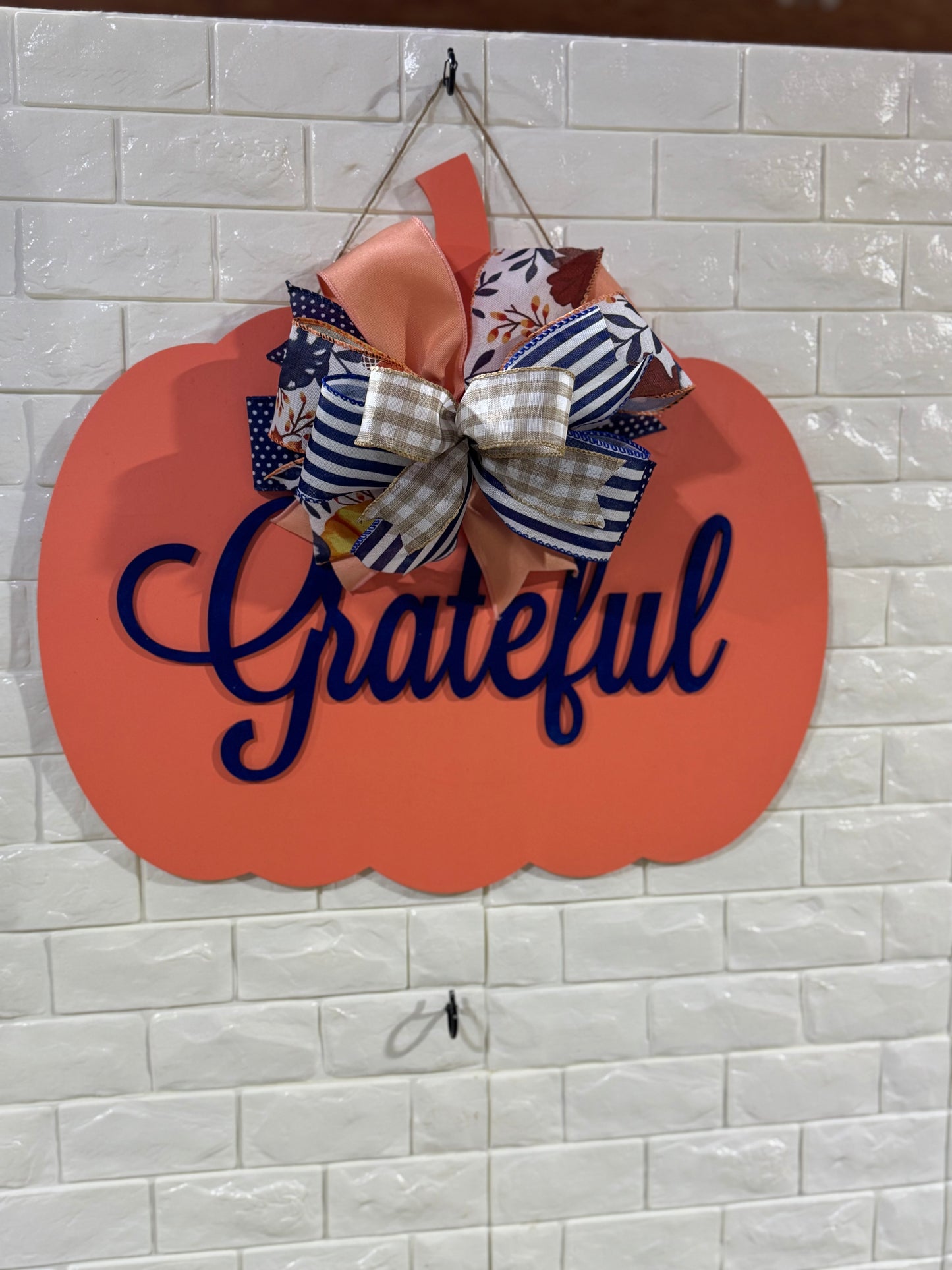 Coral & Navy Pumpkin